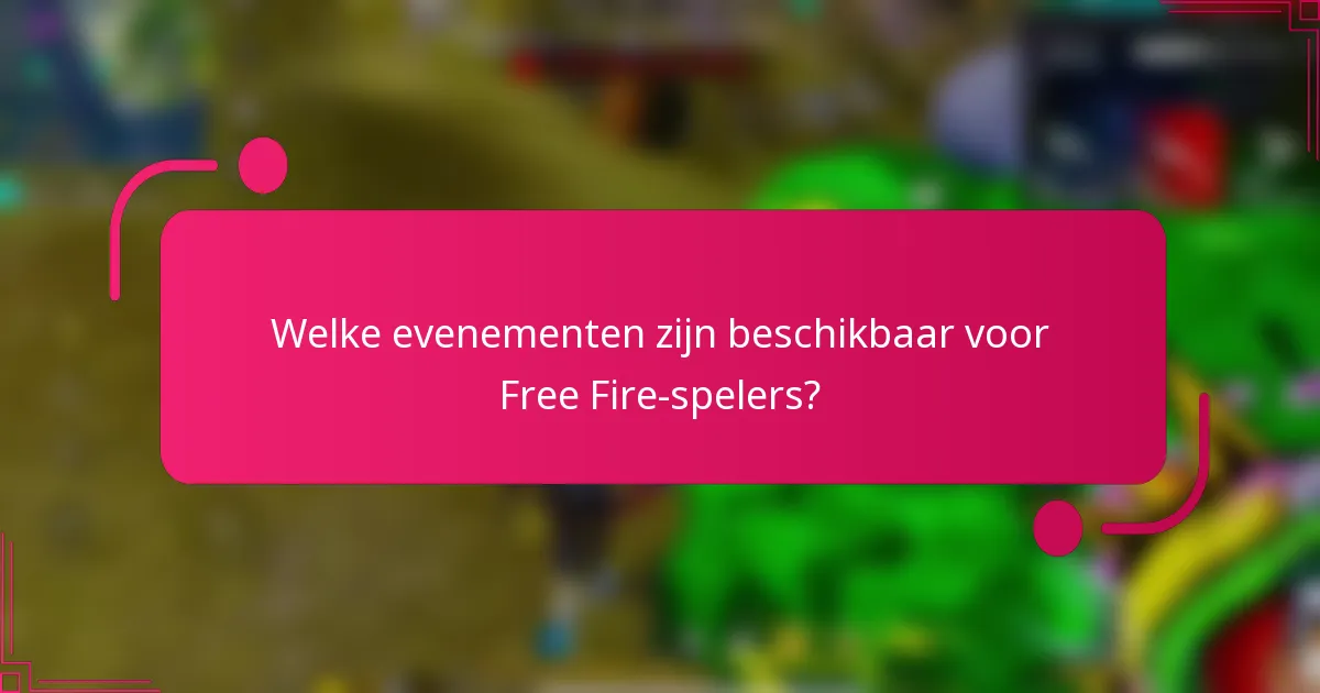 Welke evenementen zijn beschikbaar voor Free Fire-spelers?
